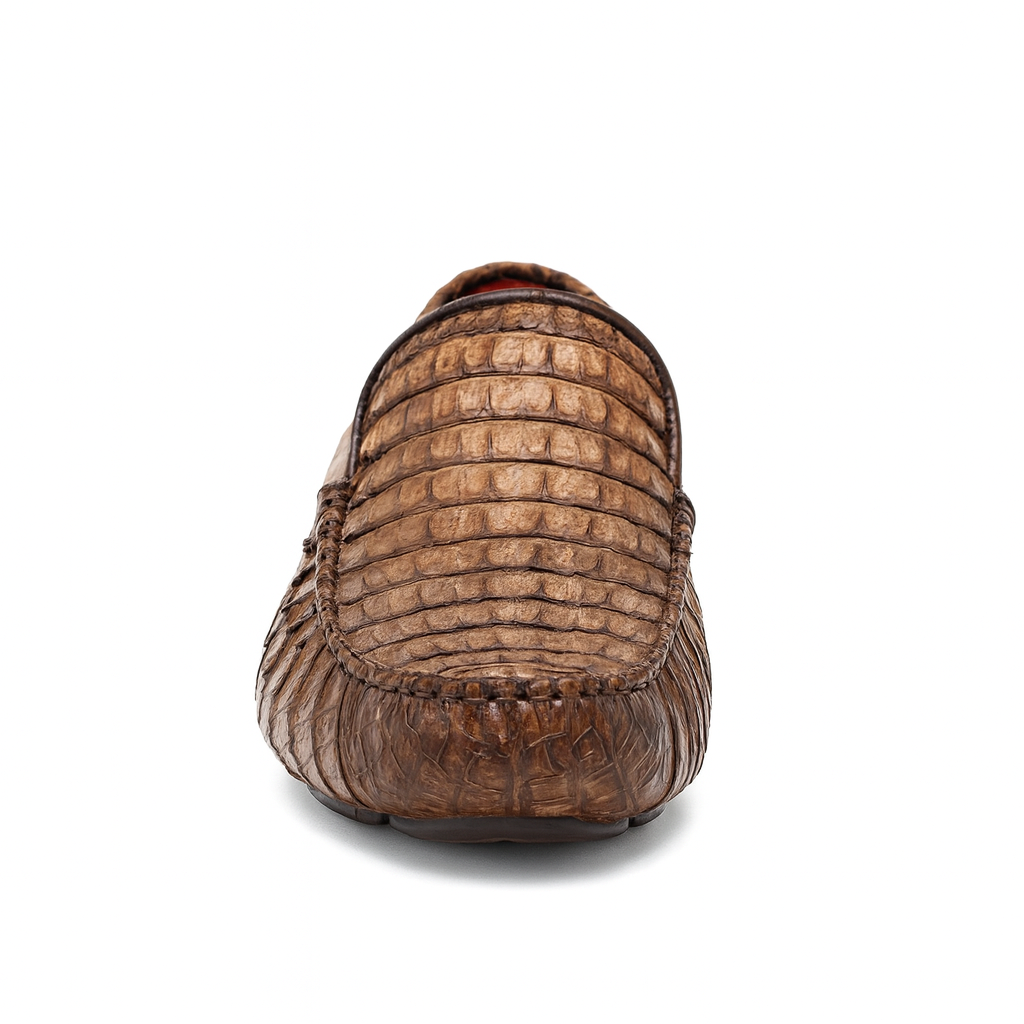 Marco Di Milano Remo Washed Brown Caiman Crocodile Driving Shoes