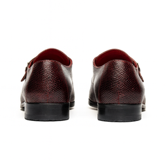 Marco Di Milano Toluca Men's Shoes Wine Exotic Crocodile & Lizard Monk Strap