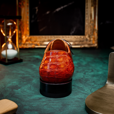Marco Milano Exotic Caiman Shoes Cognac Gator Derby Lacio 5 LACIO_CAIMAN FUSCUS_COGNAC (BRANDY)_8.5  - from alligatorwarehouse.com