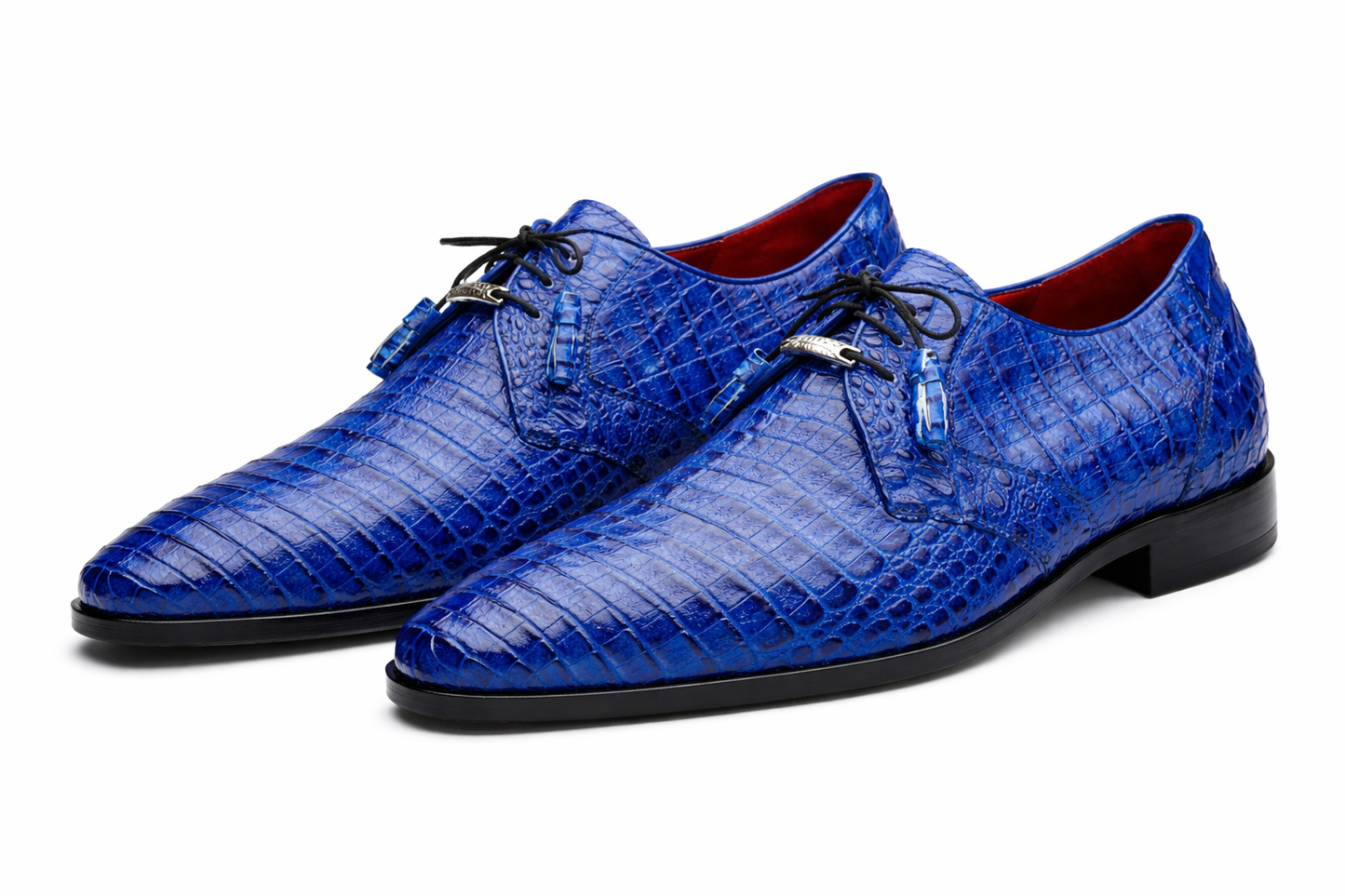 J Toe Cowboy Boots - J Toe Western Boots - Marco Milano Exotic Caiman Shoes Electric Blue Gator Derby Lacio