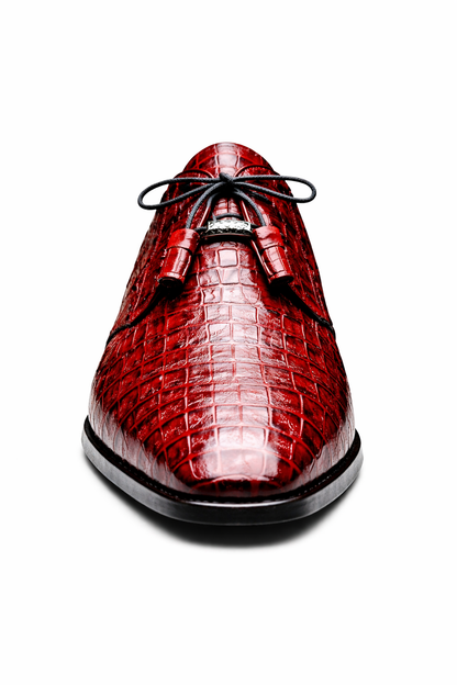 Marco Milano Exotic Caiman Shoes Wine Burgundy Gator Derby Lacio