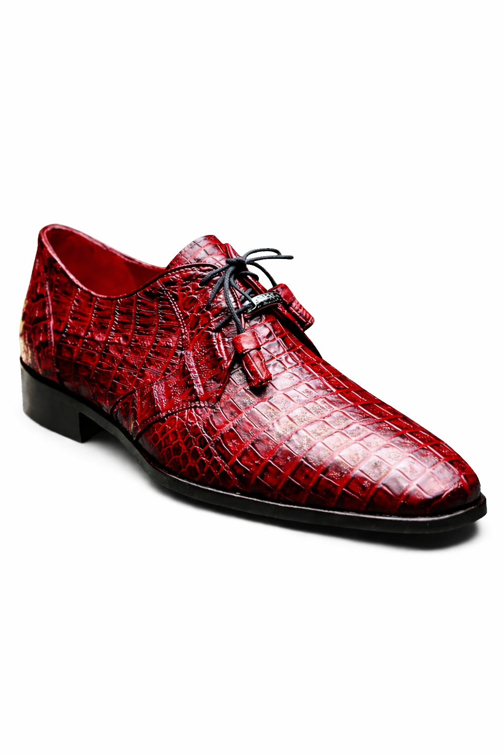 Marco Milano Exotic Caiman Shoes Wine Burgundy Gator Derby Lacio