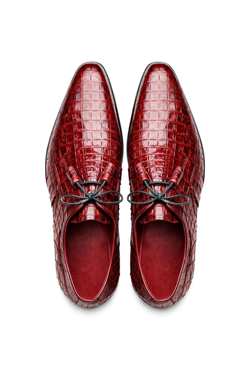 Marco Milano Exotic Caiman Shoes Wine Burgundy Gator Derby Lacio