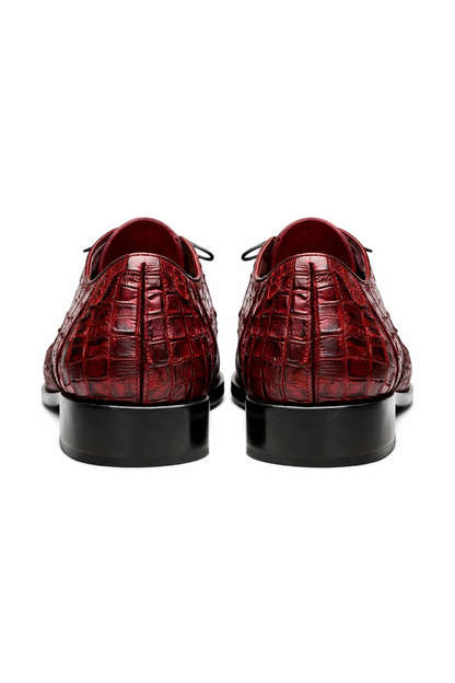 Marco Milano Exotic Caiman Shoes Wine Burgundy Gator Derby Lacio