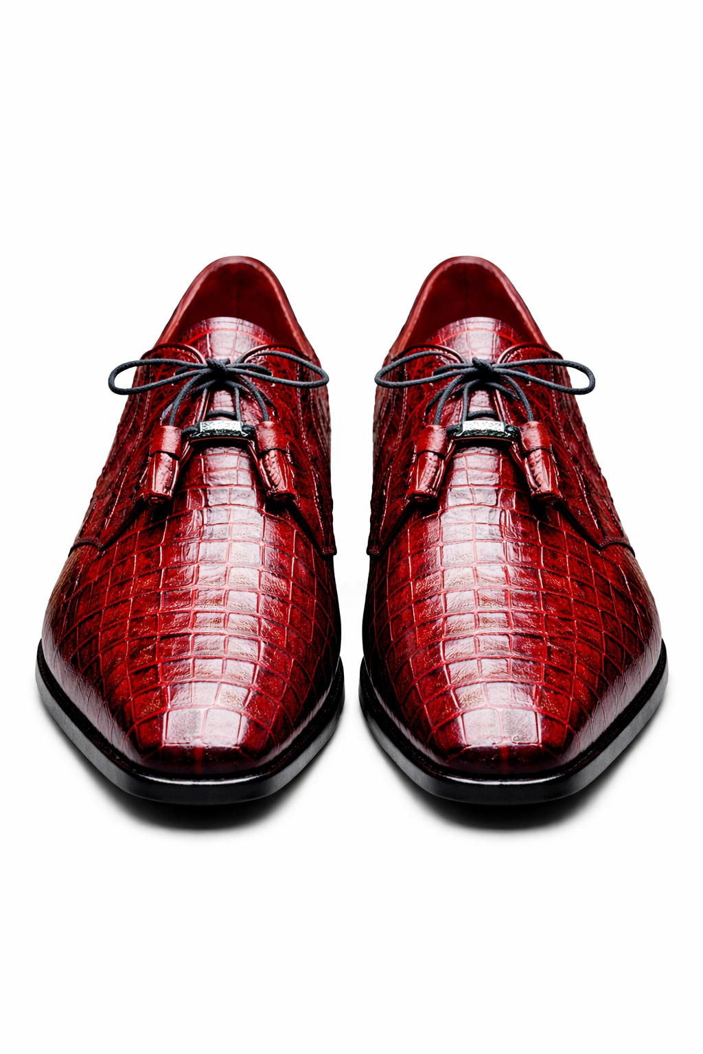 Marco Milano Exotic Caiman Shoes Wine Burgundy Gator Derby Lacio