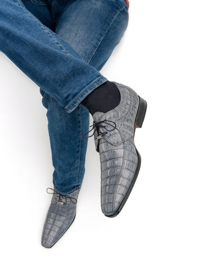 Marco Milano Exotic  Shoes  Grey Hornback  Dress Shoe Cancun 8 CANCUN_CAIMAN FUSCUS_GRAY_9.5  - from alligatorwarehouse.com