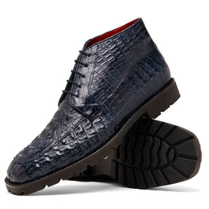 Marco Di Milano Martinelli Caiman Crocodile Chukka Boots Navy