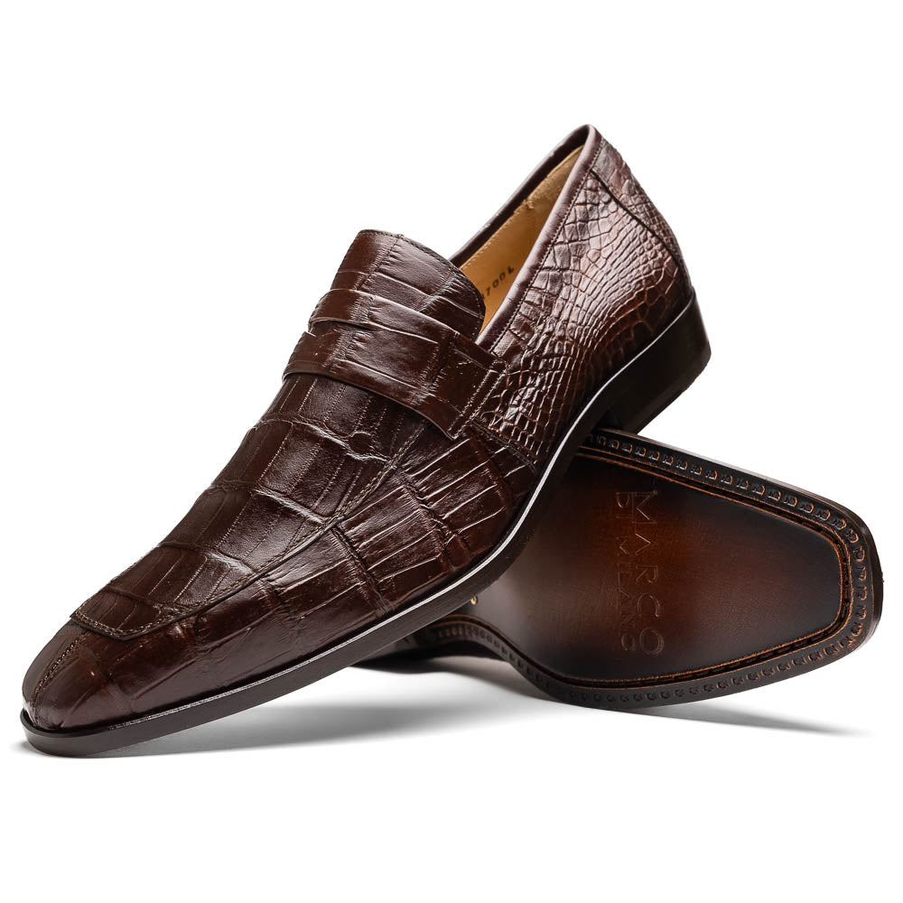 Marco Di Milano Matteo Alligator Penny Loafers Brown