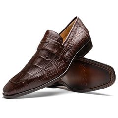 Marco Di Milano Matteo Alligator Penny Loafers Brown