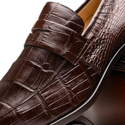 Marco Di Milano Matteo Brown Alligator Penny Loafer 3 MATTEO_ALLIGATOR_BROWN_8  - from alligatorwarehouse.com