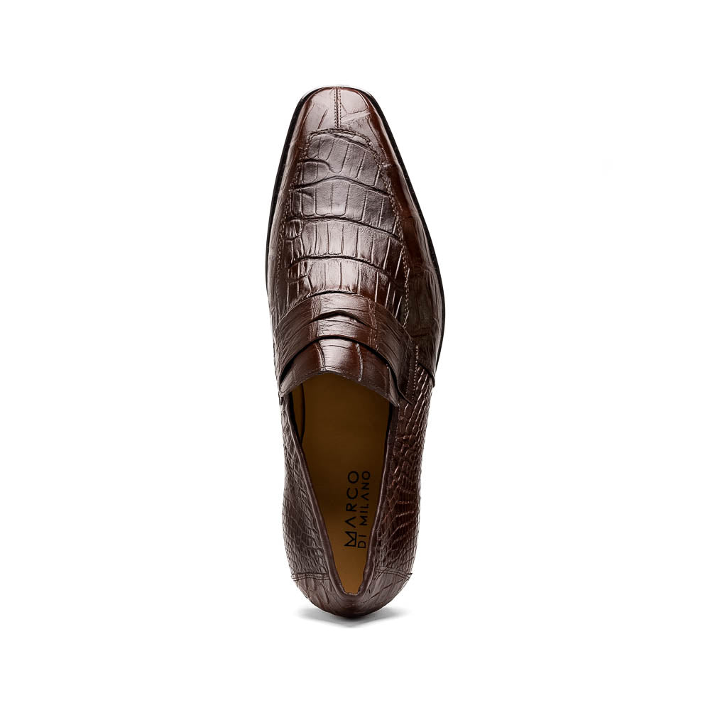 Marco Di Milano Matteo Alligator Penny Loafers Brown