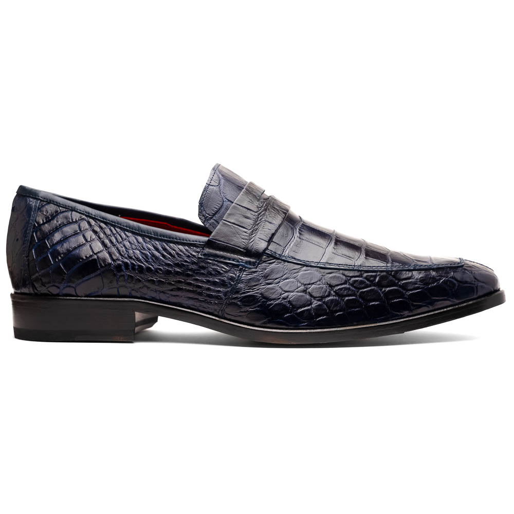 Marco Di Milano Matteo Alligator Penny Loafers Navy