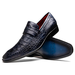 Marco Di Milano Matteo Alligator Penny Loafers Navy