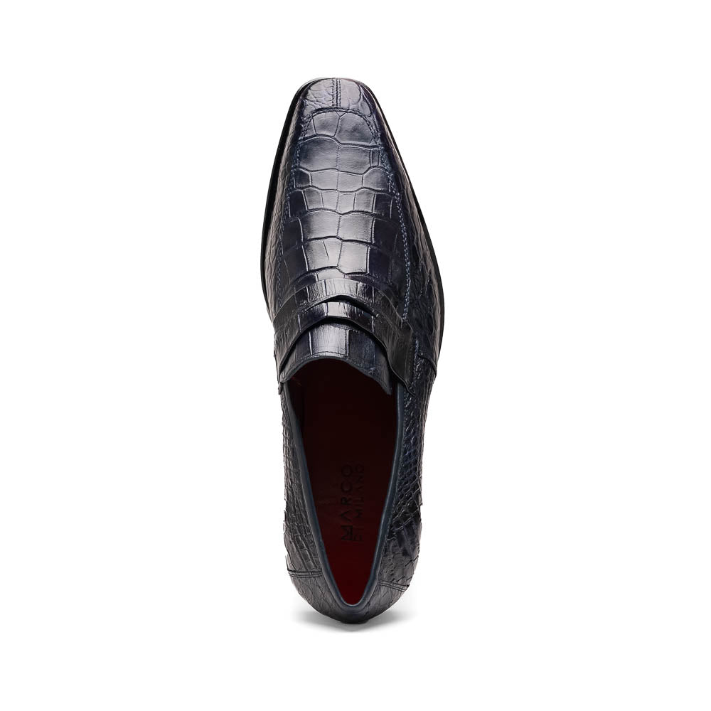 Marco Di Milano Matteo Alligator Penny Loafers Navy