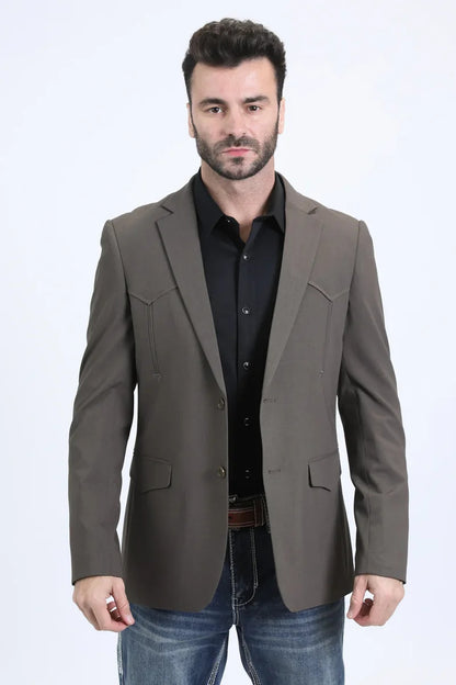 Mens Dark Brown Western Blazer – Cowboy Formal Suit