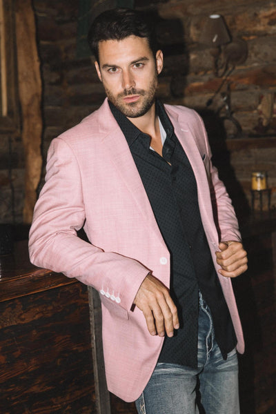 Men’s Pink Sport Coat – Modern Fit Stretch Blazer for Evening Wear