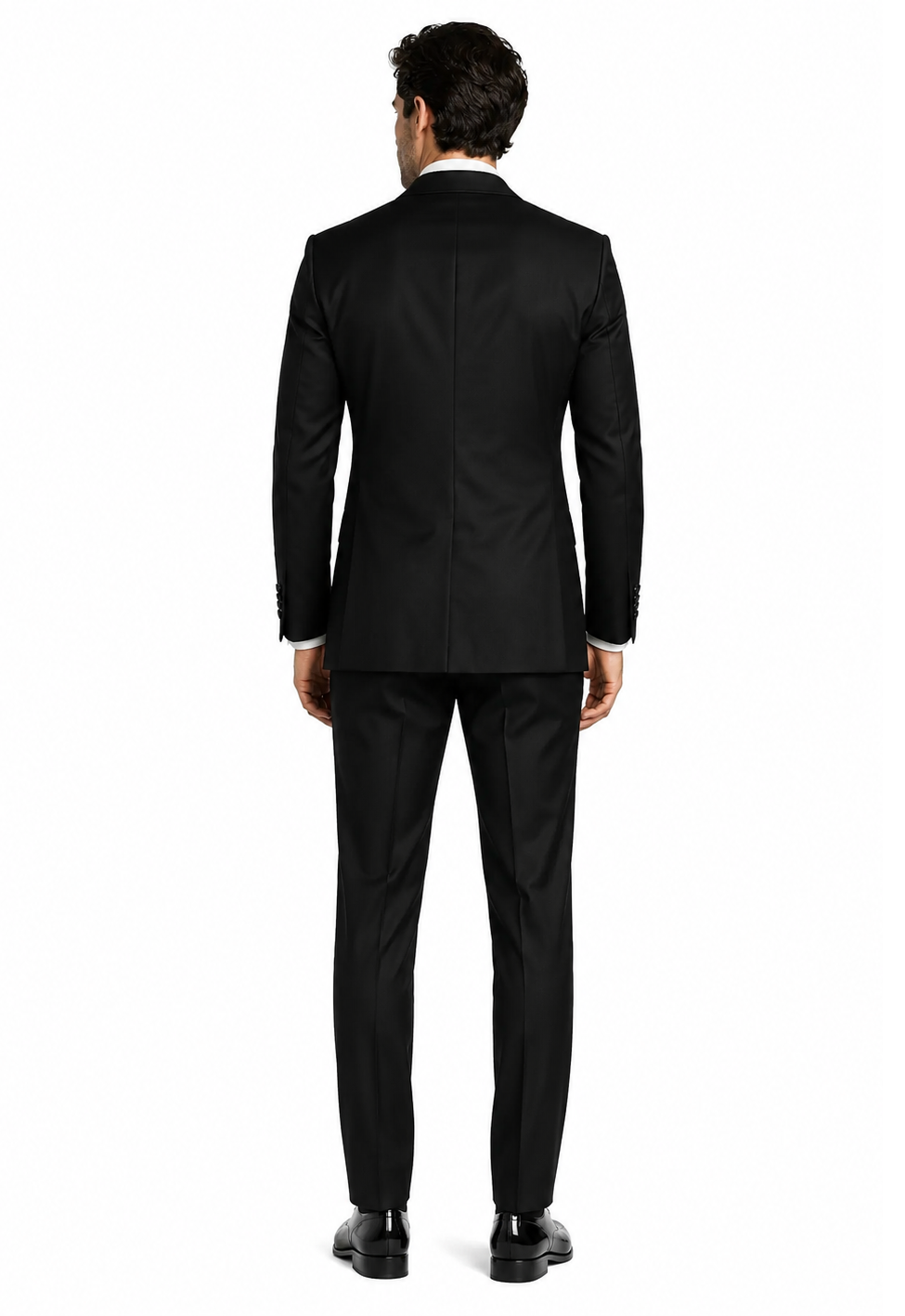 Men's Black Double-Breasted Tuxedo - Classic Shawl Lapel Suit with Gold Buttons for Weddings, Galas, and Black Tie Events