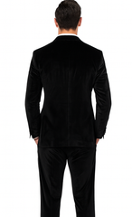 Men’s Black Velvet Peak Lapel Suit – 2-Piece Skinny Fit Formalwear by Tazzio