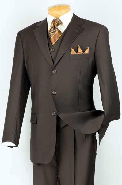 Men's Classic Three Piece ,3 buttons Suit Color Brown 1 SO13TR-3_Brown_40S  - from alligatorwarehouse.com
