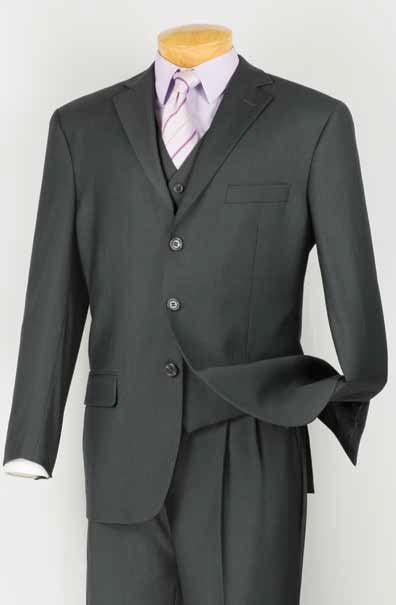 Men's Classic Three Piece ,3 buttons Suit Color Heather Gray 1 SO13TR-3_HEATHERGRAY_40S  - from alligatorwarehouse.com