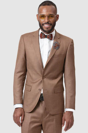 Men's EJ Samuel 2B Modern Fit Sharkskin Suit | Rust Brown – Alligator ...