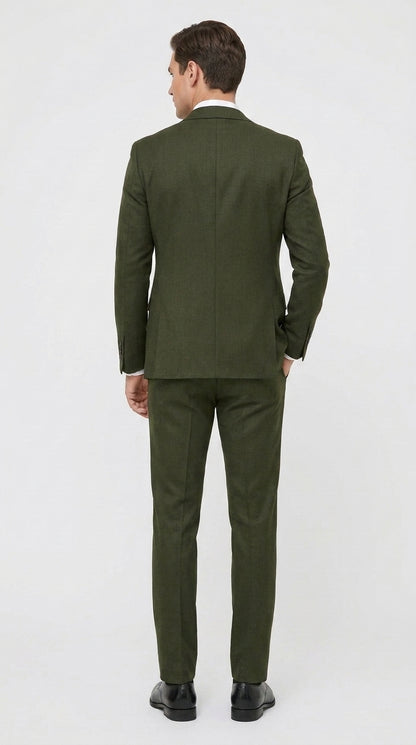 Mens Military Green 3-Piece Suit – Slim Fit Wedding, Business & Formal Suit with Vested Set