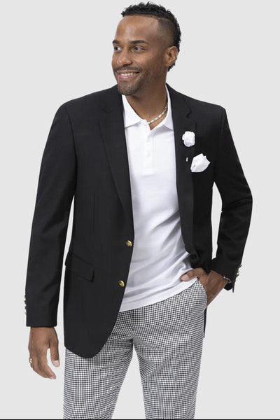 Men's Modern Black 2-Button Club Blazer by EJ Samuel 1 J170-Black-34  - from alligatorwarehouse.com