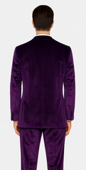Men’s Purple Velvet Peak Lapel Suit – 2-Piece Skinny Fit Formalwear by Tazzio