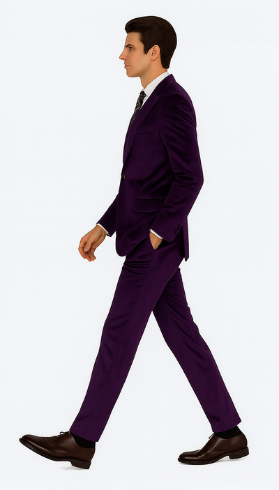 Men’s Purple Velvet Peak Lapel Suit – 2-Piece Skinny Fit Formalwear by Tazzio 5 M425SK-04-38R  - from alligatorwarehouse.com