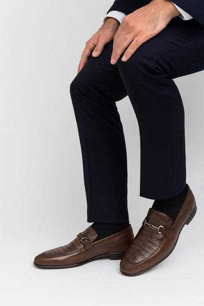Men’s Regal Brown Slip-On Shoes – Genuine Crocodile & Calfskin Leather 14   - from alligatorwarehouse.com