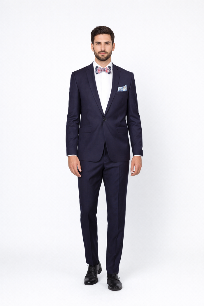 Men's Rossiman Rossi Man Brands Tapered Plum Leg Lower Rise Pants & Get Skinny 1 Button Slim Fit Peak Lapel Suit 100% Wool