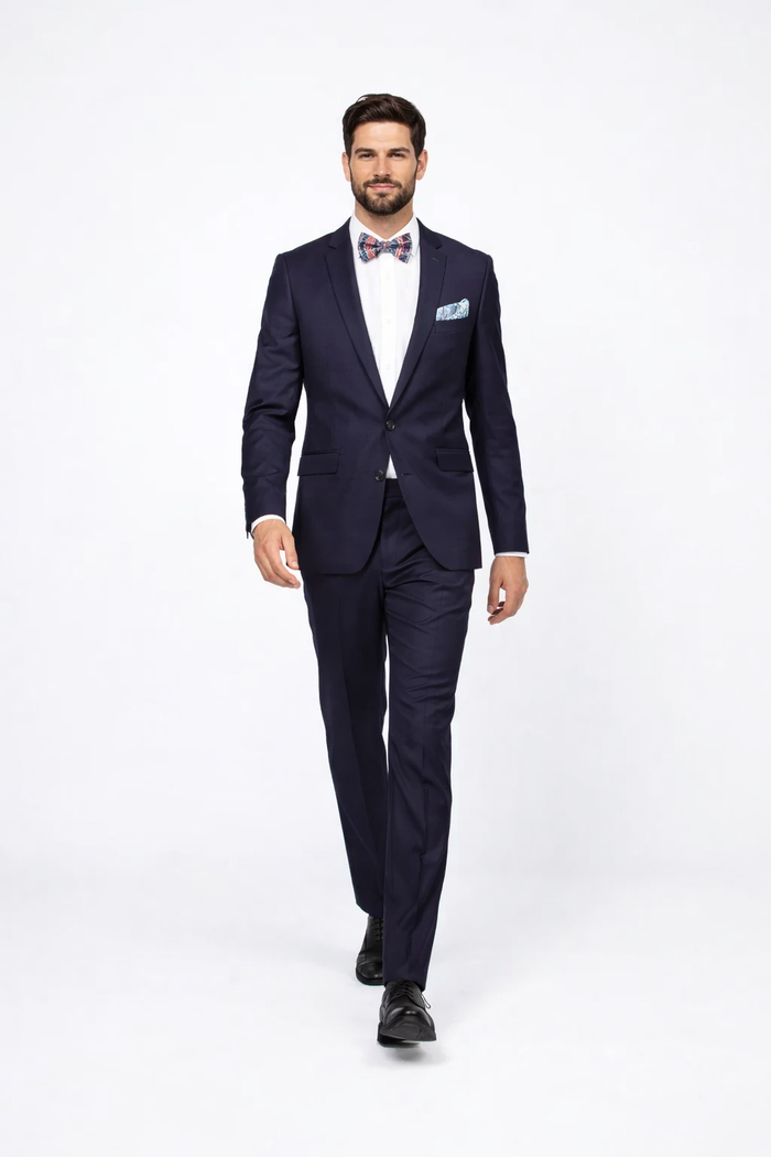 Men's Rossiman Rossi Man Brands Tapered Plum Leg Lower Rise Pants & Get Skinny 1 Button Slim Fit Peak Lapel Suit 100% Wool