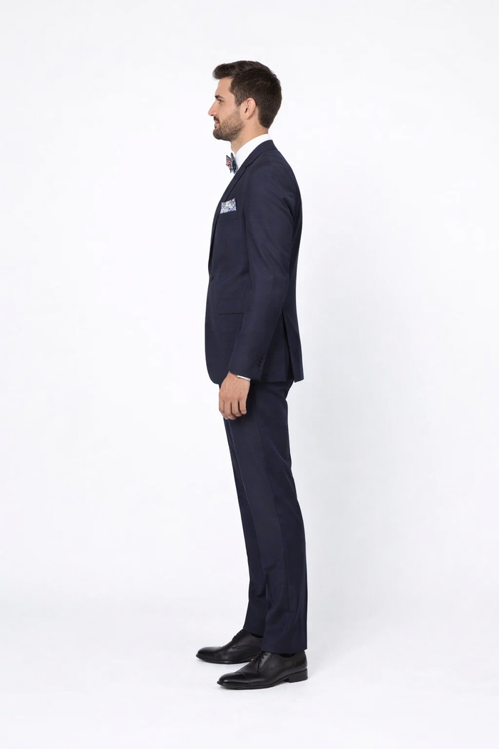 Men's Rossiman Rossi Man Brands Tapered Plum Leg Lower Rise Pants & Get Skinny 1 Button Slim Fit Peak Lapel Suit 100% Wool