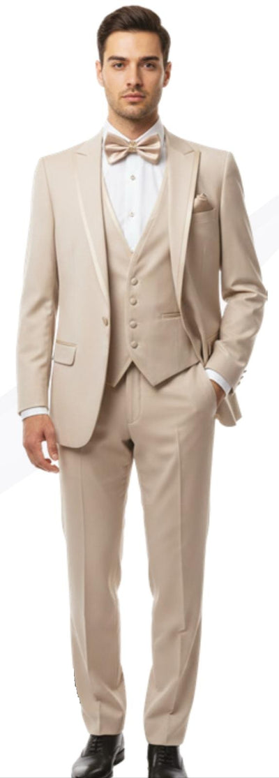 Men’s Tan Cowboy Three Piece Suit – Western Style Wedding and Formal Vested Suit