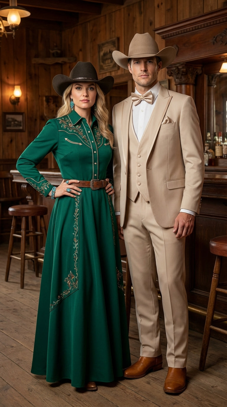 Men’s Tan Cowboy Three Piece Suit – Western Style Wedding and Formal Vested Suit