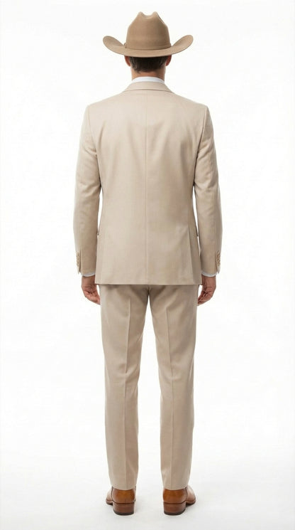 Men’s Tan Cowboy Three Piece Suit – Western Style Wedding and Formal Vested Suit