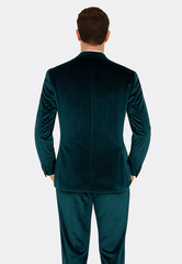 Men’s Teal Velvet Peak Lapel Suit – 2-Piece Skinny Fit Formalwear by Tazzio
