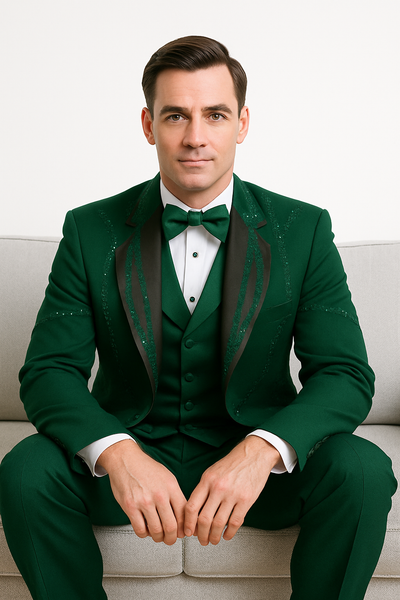 Hunter Green Italian Wool 3-Piece Modern Fit Tuxedo 2   - from alligatorwarehouse.com