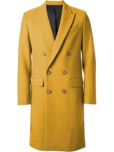 Men's Gold 44Inch Long Double Breasted Overcoat Winter Men's Topcoat Sale 1   - from alligatorwarehouse.com