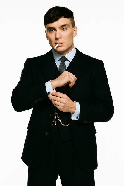 Mens Costume Thomas Shelby Vested Suit & Overcoat