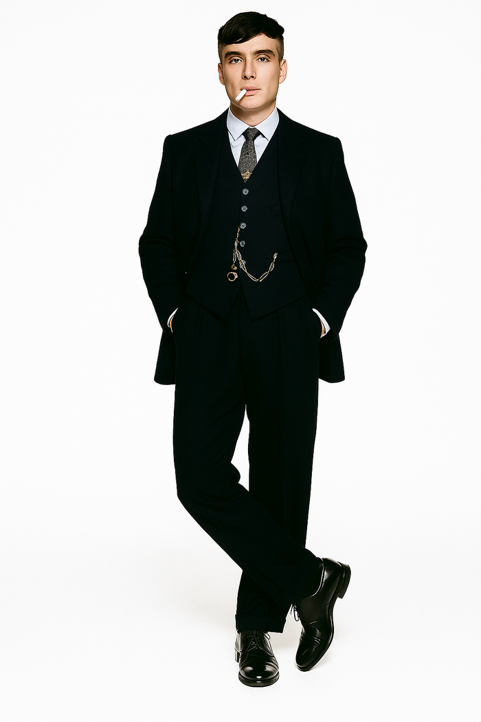 Mens Costume Thomas Shelby Vested Suit & Overcoat