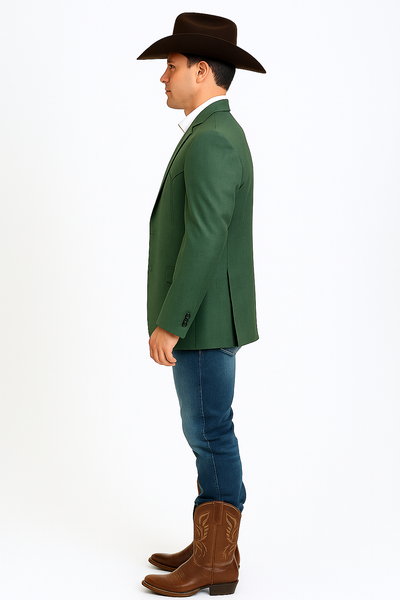 Western Blazer - Saco Para Hombre - Mens Double Button Western Green Blazer 4   - from alligatorwarehouse.com
