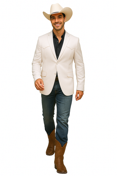 Western Blazer - Saco Para Hombre - Mens Double Button Western White Blazer 2   - from alligatorwarehouse.com