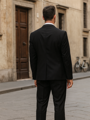Mens 2 Button 100% Linen Black Suit