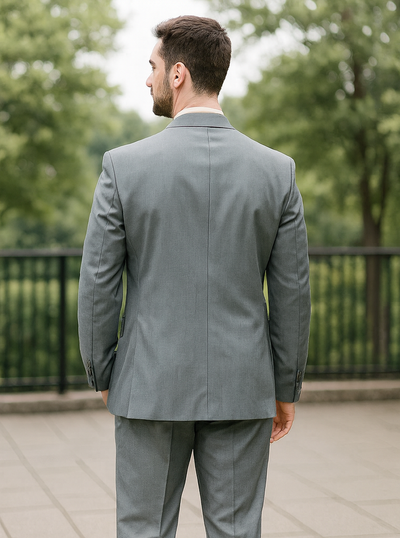 Mens 2 Button Classic Fit Pleated Pant Suit in Grey