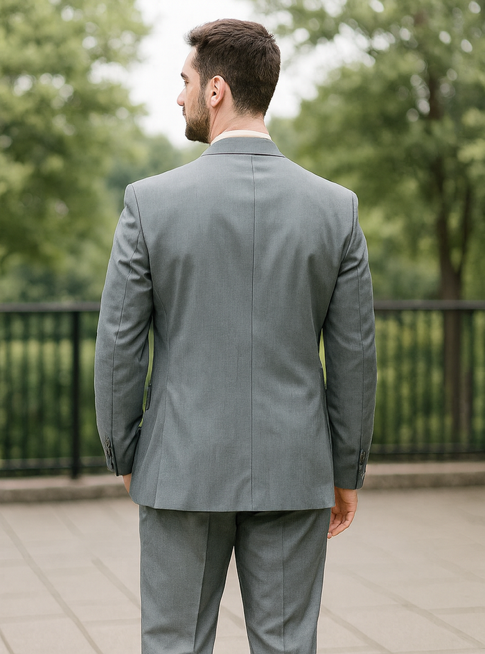 Mens 2 Button Classic Fit Pleated Pant Suit in Grey
