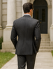Mens 2 button Gangster Pinstripe Suit in Black & White 2   - from alligatorwarehouse.com