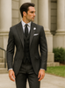 Mens 2 button Gangster Pinstripe Suit in Black & White 3   - from alligatorwarehouse.com