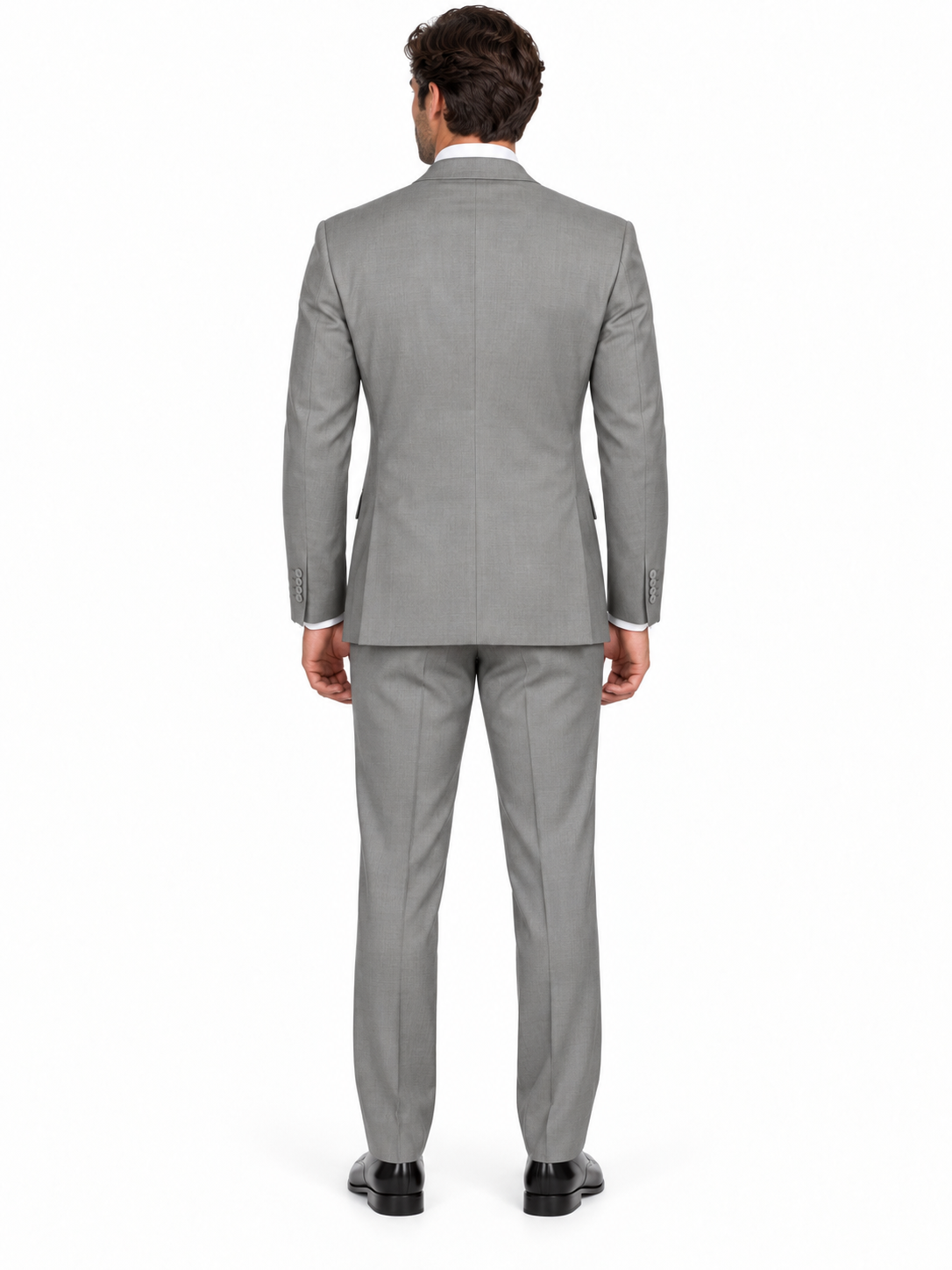 Mens 2 Button Modern Fit Textured Wool Suit in Grey