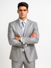 Mens 2 Button Peak Lapel Shiny Sharkskin Suit in Silver 5 6L-3984  - from alligatorwarehouse.com